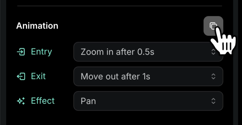 Copy animation button