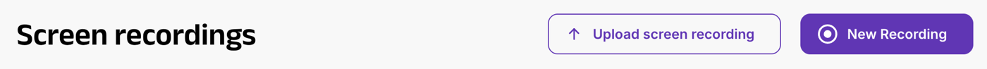 Screen Recordings tab with the Upload screen recording button in the top menu