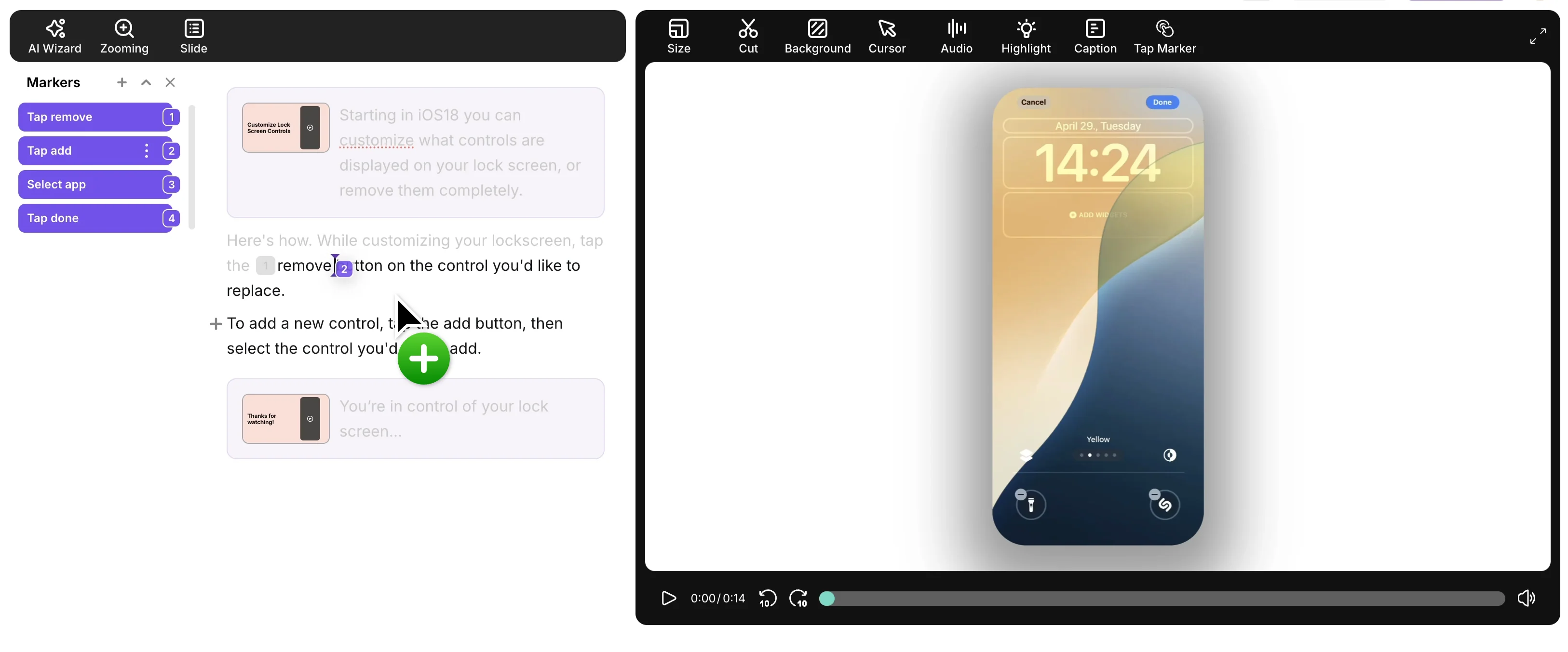 Dragging Sync Markers in the narration editor